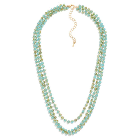 `Elan Triple Strand Layered Faceted Beaded Necklace