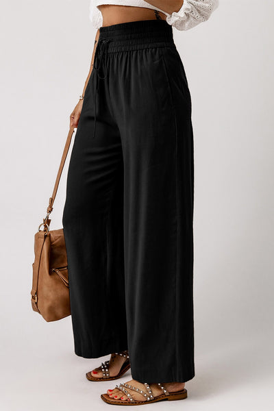 Shewin Drawstring Elastic Wide Leg Pants