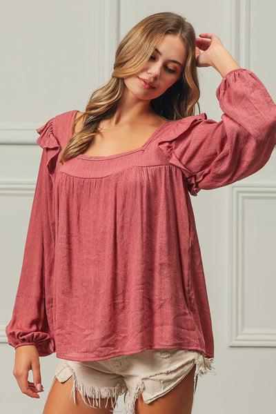 BibBi Washed Crepon Boho Top