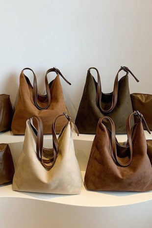 Swan Madden suede shoulder bag with leather pouch