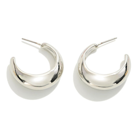 Juliet by Crystal Avenue Tapered Metal Hoop Earrings