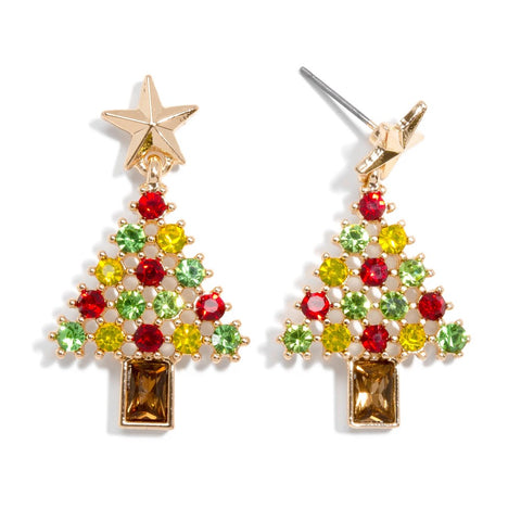 NB Rhinestone Christmas Tree Drop Earrings
