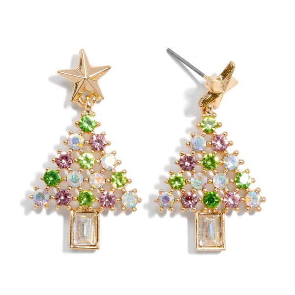 NB Rhinestone Christmas Tree Drop Earrings