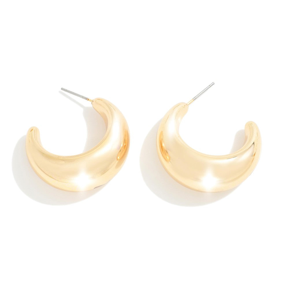 AV Tapered Gold Metal Tone Hoop Earrings