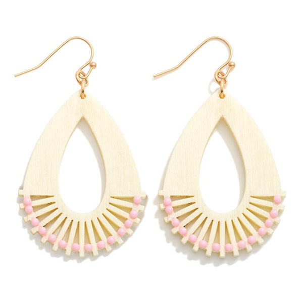 Wooden Hollow Teardrop Drop Earrings