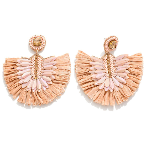 Fanned Raffia Post Drop Earrings