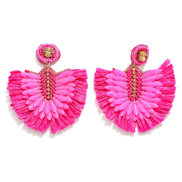 Fanned Raffia Post Drop Earrings