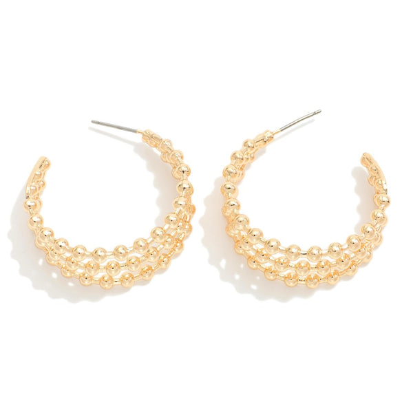 Pomina Layered Metal Tone Beaded Hoop Earrings