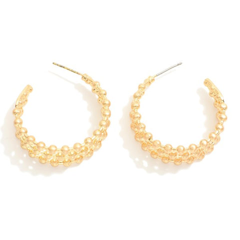 Pomina Layered Metal Tone Beaded Hoop Earrings