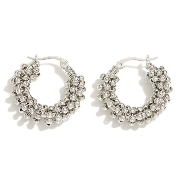 Pomina Metal Ball Wrapped Hoop Earrings