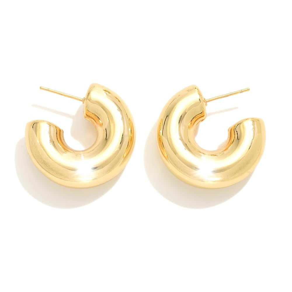 Do Everything In Love Chunky Metal Tone Hoop Earrings