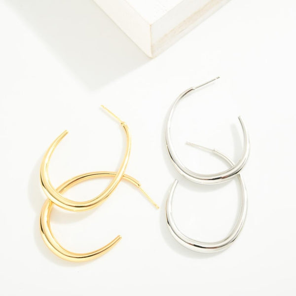 Do Everything In Love Metal Tone Tapered Oval Hoop Earrings