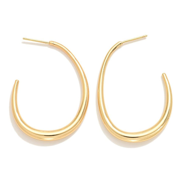 Do Everything In Love Metal Tone Tapered Oval Hoop Earrings