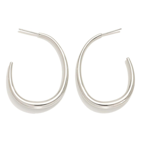 Do Everything In Love Metal Tone Tapered Oval Hoop Earrings