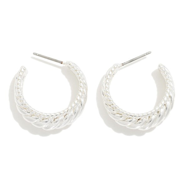 Make a Wish Brass Twisted Border Hoop Earrings