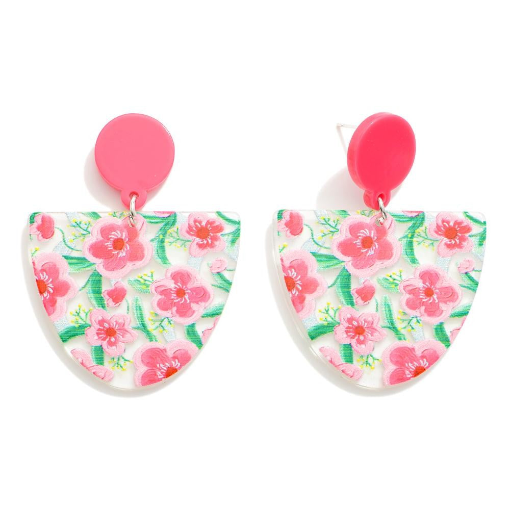 Make a Wish Floral Geometric Shape Acetate Post Earrings