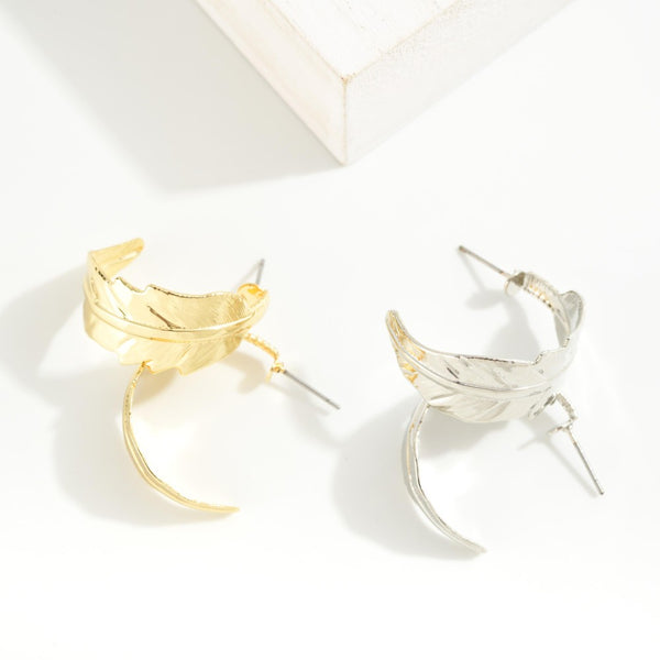 Tell Your Tale Gold Dipped Leaf Hoop Earrings