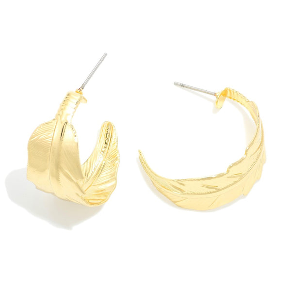 Tell Your Tale Gold Dipped Leaf Hoop Earrings