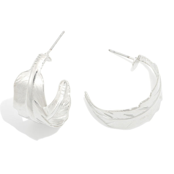 Tell Your Tale Gold Dipped Leaf Hoop Earrings