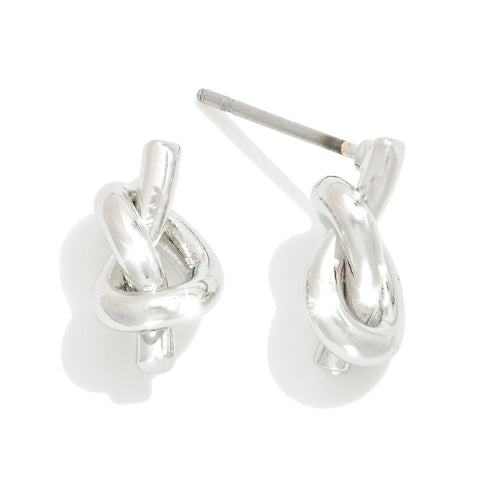 Cantabile Metal Mini Knot Stud Earrings