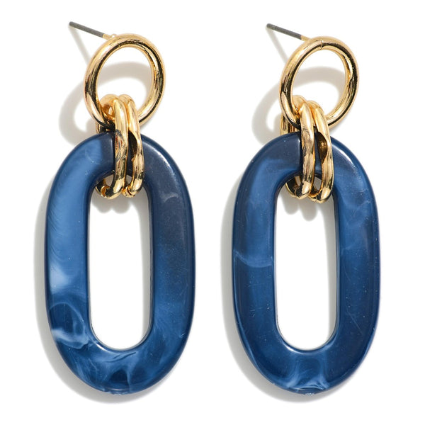 Crystal Avenue Linked Marbled Acetate Loop Drop Earrings