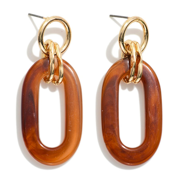 Crystal Avenue Linked Marbled Acetate Loop Drop Earrings