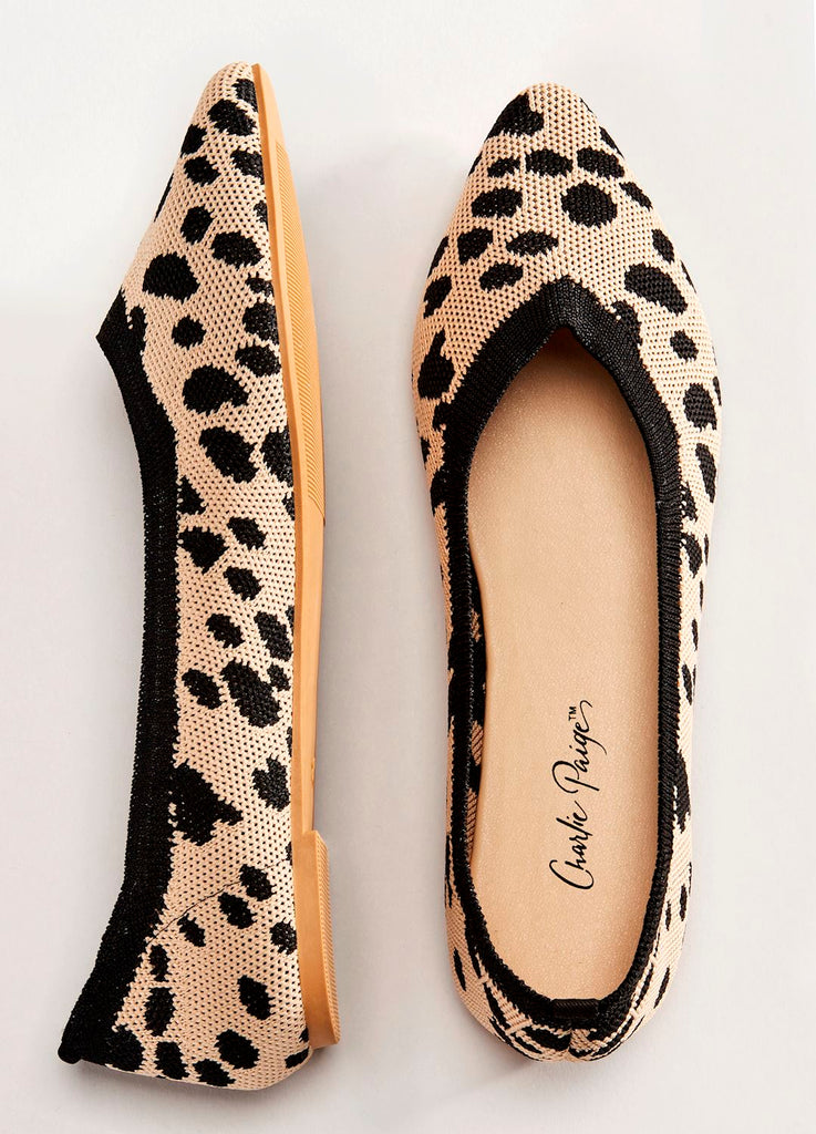 Charlie Paige Leopard Print Pointed Toe Flat