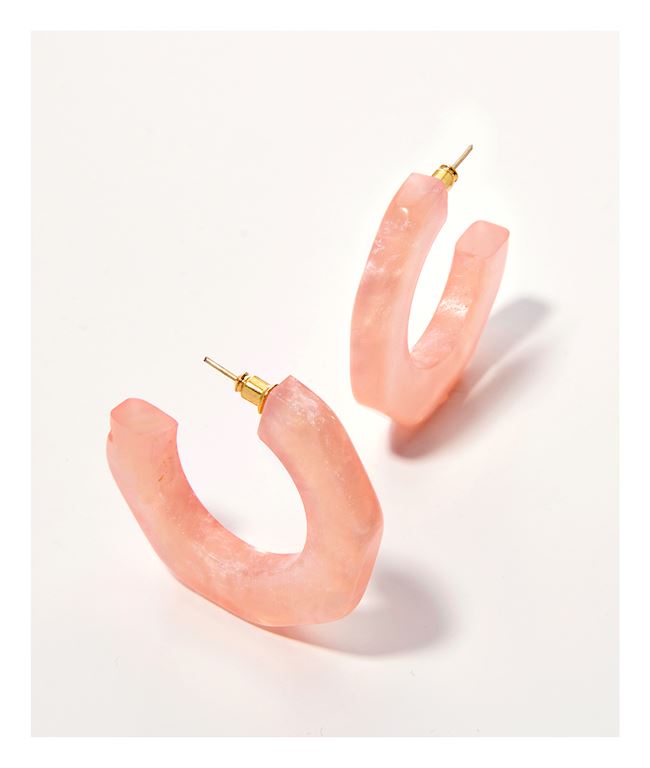 Giftcraft Pink Resin Hoop Earrings - Necessities Boutique