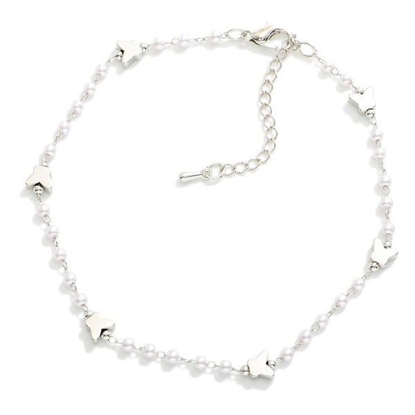 Crystal Avenue Chain Link Pearl Anklet