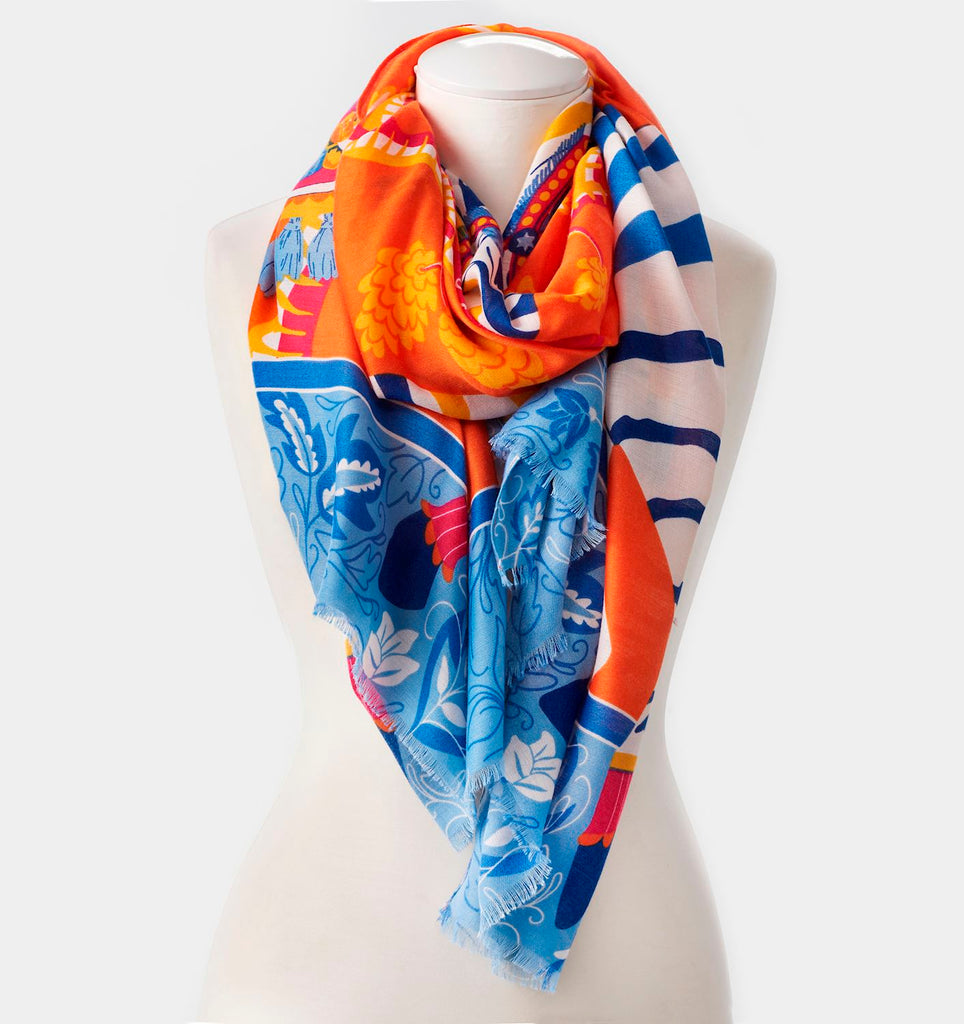 giftcraft zebra scarf orange blue