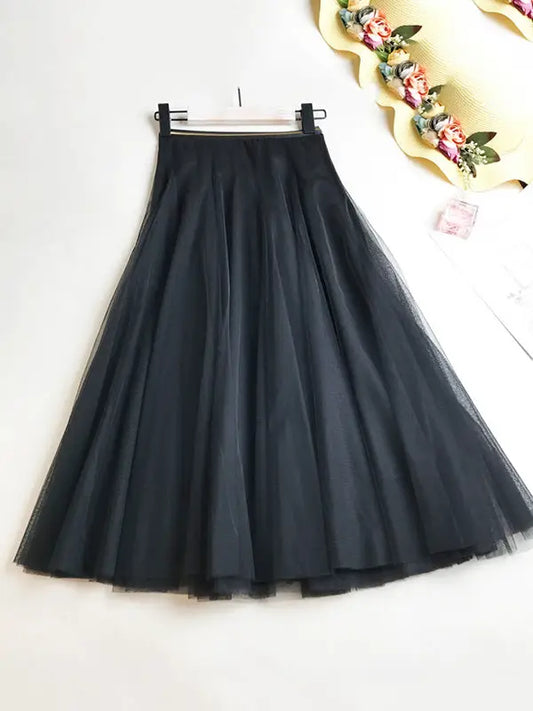 sheer trend elastic waist mesh skirt