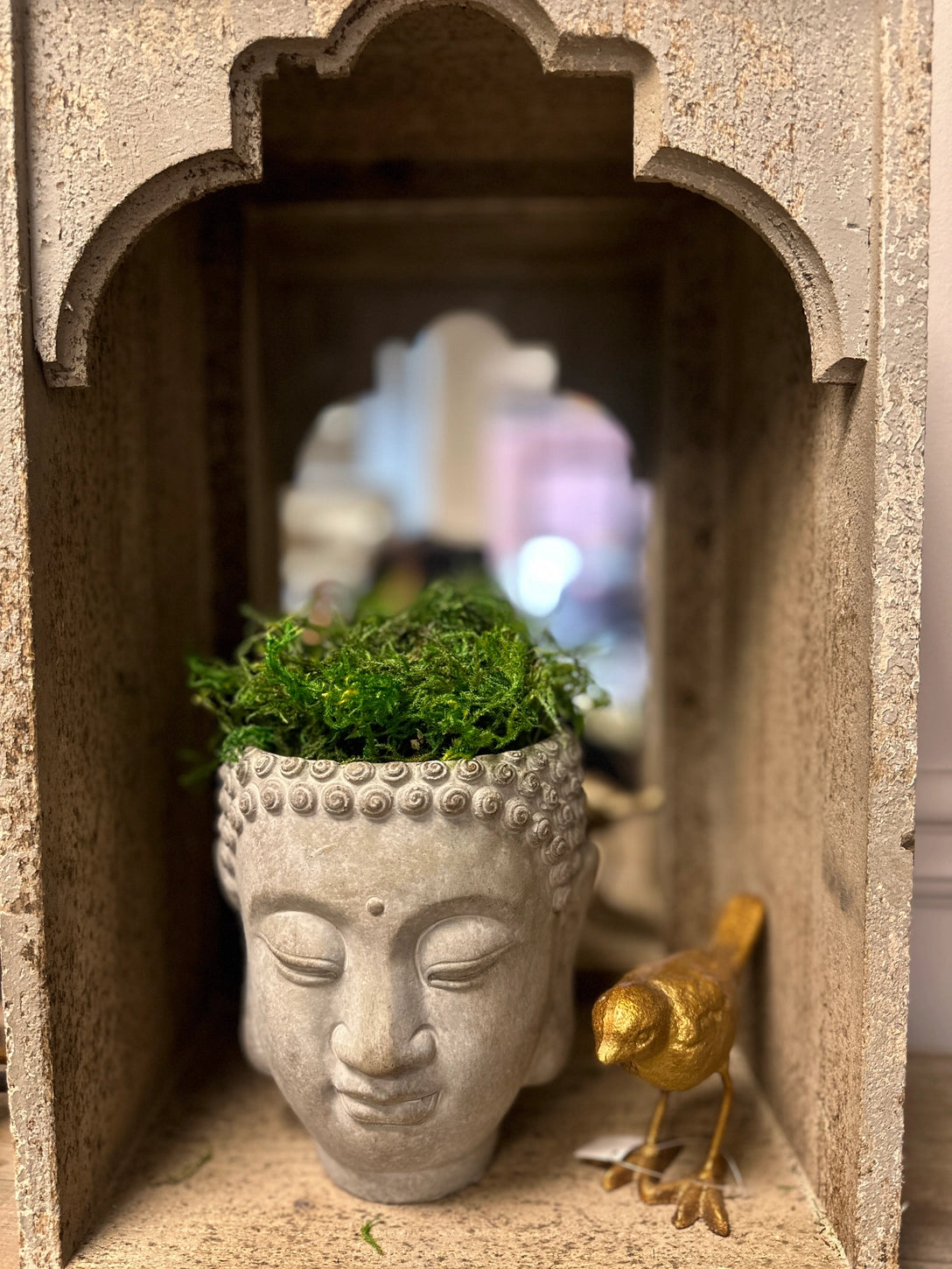 Vangabond Vintage Cement Wall Mount Hanging Buddha Planter - Necessities Boutique