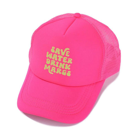 Hot Pink "Save Water Drink Margs" Trucker Baseball Cap