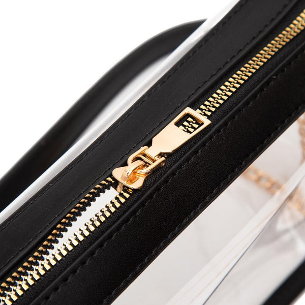 Clear Crossbody Bag With Vegan Leather Trim and Two Removable Straps