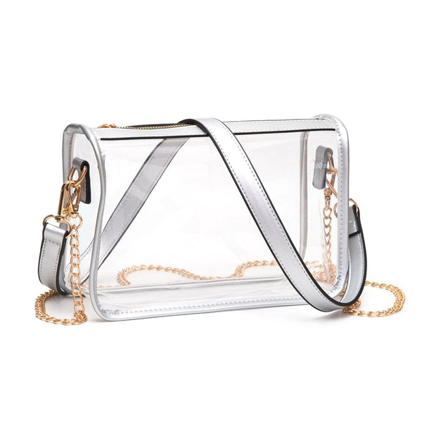 Clear Crossbody Bag With Vegan Leather Trim and Two Removable Straps