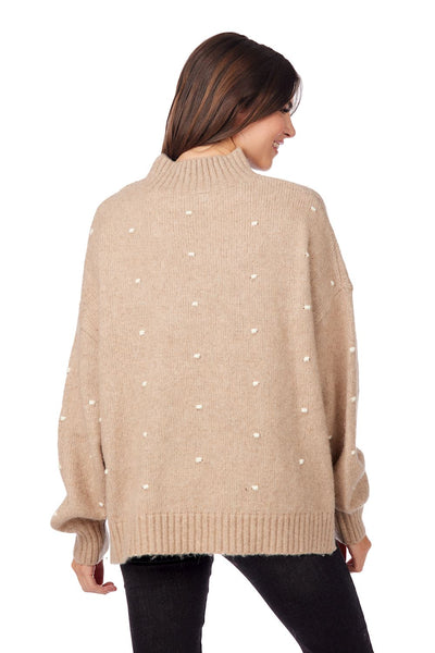 Mudpie Tan Novie Pom Pom Sweater