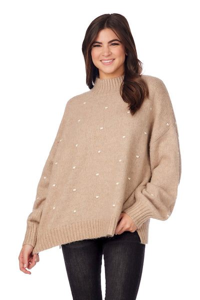 Mudpie Tan Novie Pom Pom Sweater