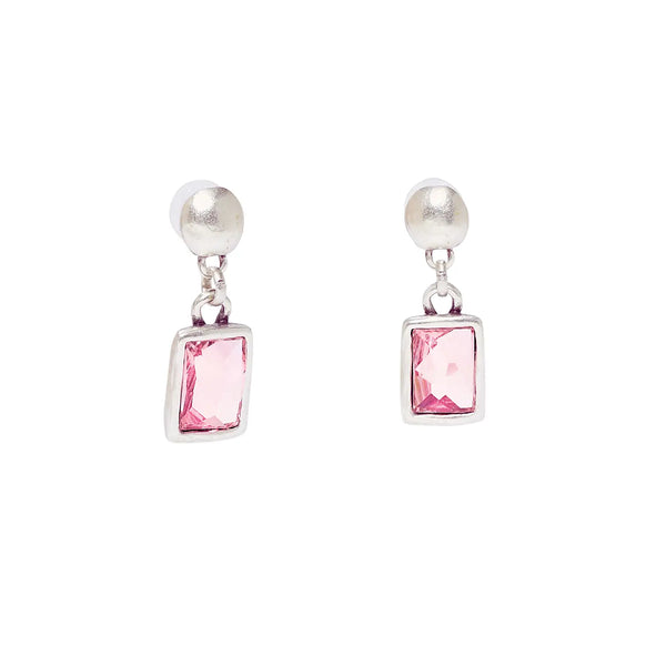 Chanour Handmade Pink Crystal Pewter Earrings