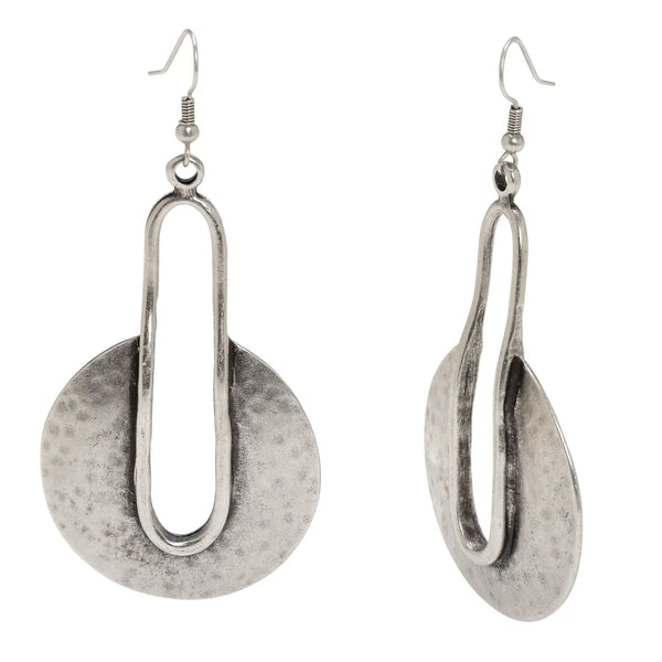 Chanour Antiqued Hammered Finish Open Disk Earrings