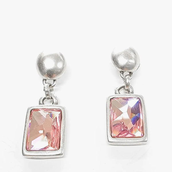 Chanour Handmade Pink Crystal Pewter Earrings