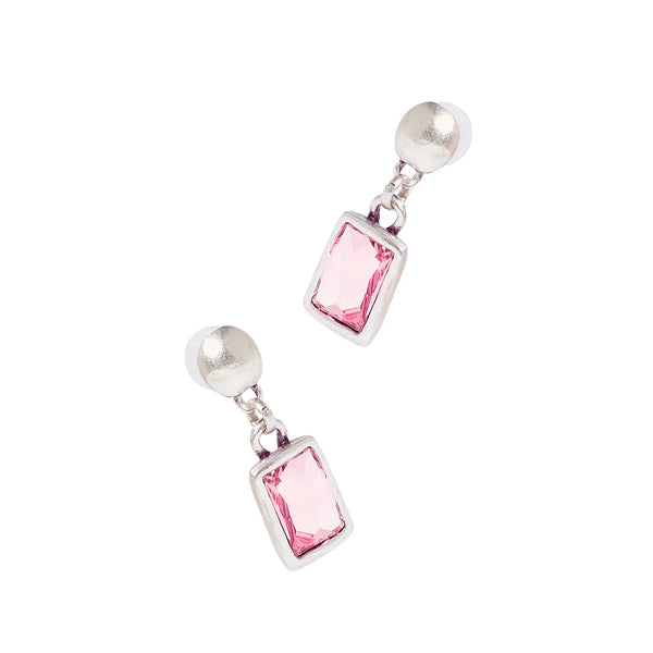 Chanour Handmade Pink Crystal Pewter Earrings