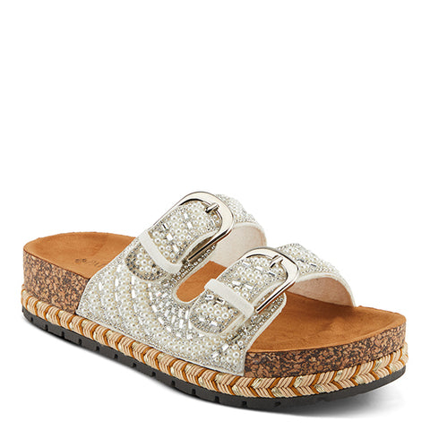 Patrizia Pearline White Beaded Footbed Sandals