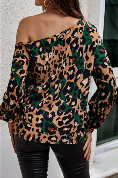 Supreme Fashion One Shoulder Leopard Top