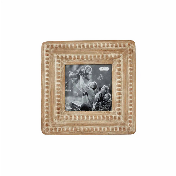 Mudpie White Washed Beaded Wood Frame