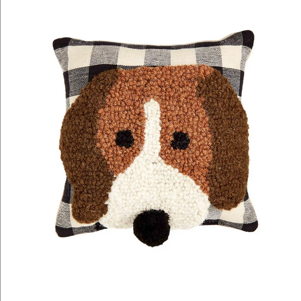 Mudpie Mini Hooked Wool Dog Throw Pillow