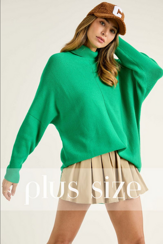 J.NNA Oversized Casual Green Sweater Top