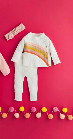 Mudpie White Rainbow Baby Outfit Set