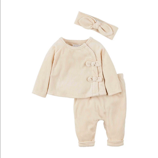 Mudpie Ivory Velour 3 Pc Set - Necessities Boutique