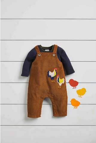 Mudpie Rooster Corduroy Baby Overalls