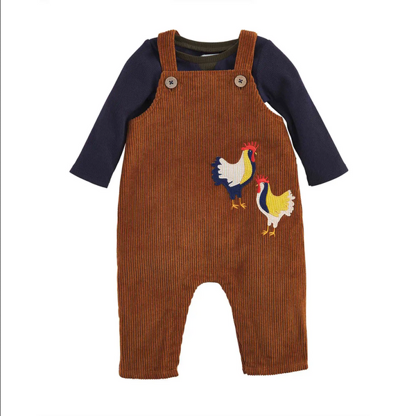 Mudpie Rooster Corduroy Baby Overalls